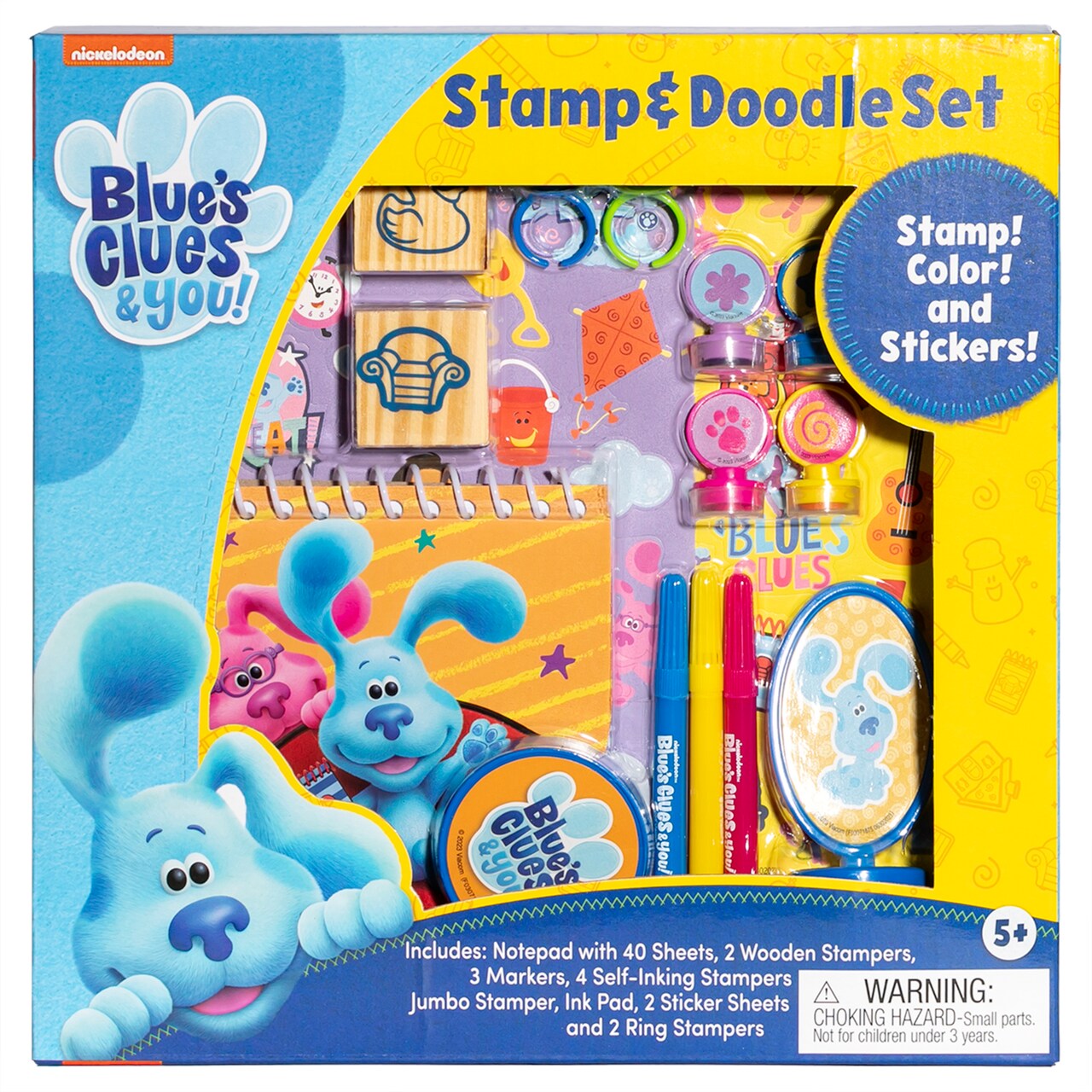 Inkology: Stamp & Doodle – Blue’s Clues & You - Creativity Set, Spiral Notebook, Stamp-Color-Sticker Activities, Markers, Ink Pad, Craft Play, Kids 5+